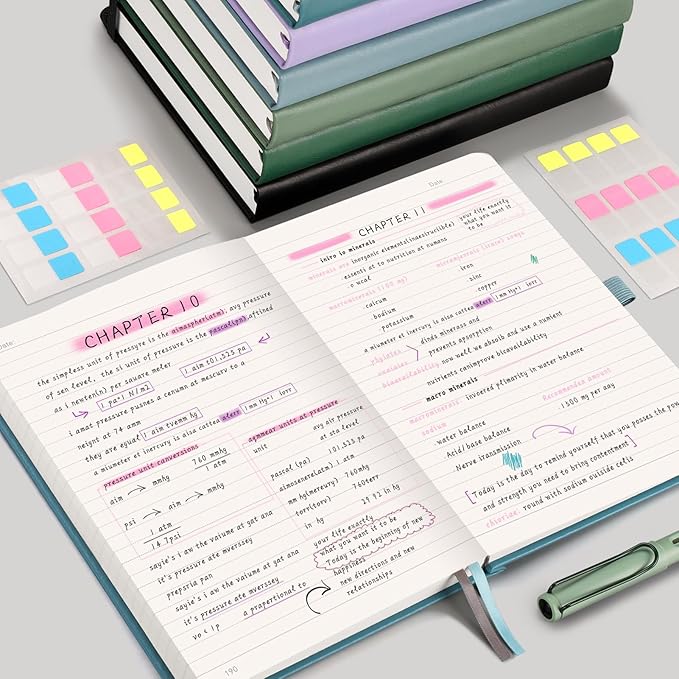 EMSHOI A5 Hardcover Leather Journal - 320 Pages, 100GSM Thick Notebook Lined Journal for Writing Women & Men, College Ruled, Sun Design- GrayBlue (5.75" x 8.38")