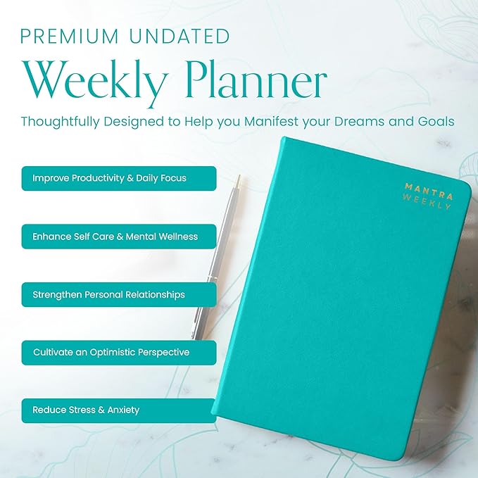 2025 Planner, Daily Journal & Gratitude Journal All-In-One with To Do List, Self Care Prompts & Habit Tracker - 5.8 x 8.3 - Teal