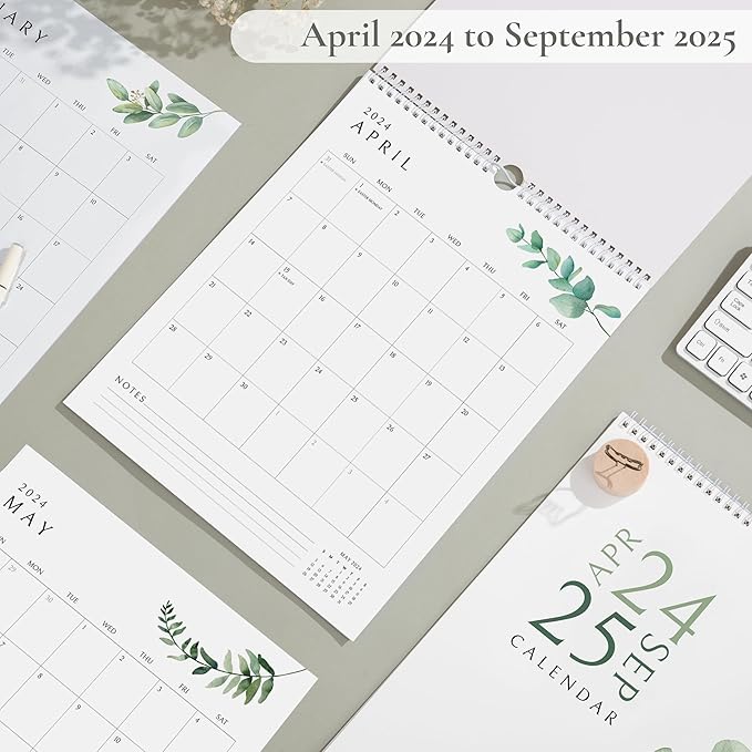 Vertical Greenery Wall Calendar 2024-25, 18 Months Calendar for Wall (April 2024 to September 2025) 11x13.5 Inches Premium Quality with Spiral Twin-Wire Binding