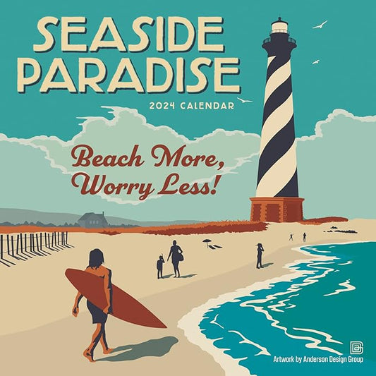 Seaside Paradise 2024 Mini Calendar — Artwork by Anderson Design Group, 7" x 7"