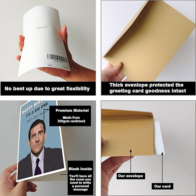 Ziwenhu Happy Birthday Card for Him, Funny Birthday Gifts for Women, Michael Scott Bday Card for Her, The Office Birthday Card for Friend