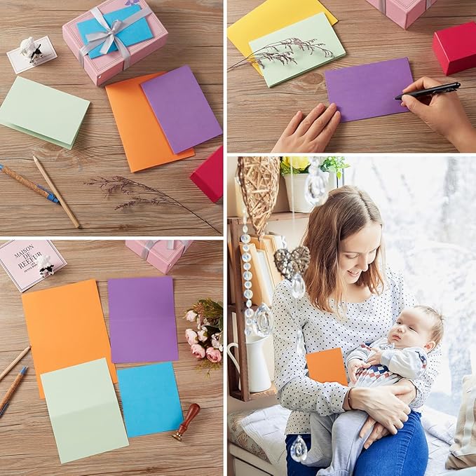 50 Pack Blank Cards Folded Cardstock Thank You Blank Greeting Cards for Invitations, Wedding, Greeting Cards, All Occasion DIY (Multicolor, 5x7)