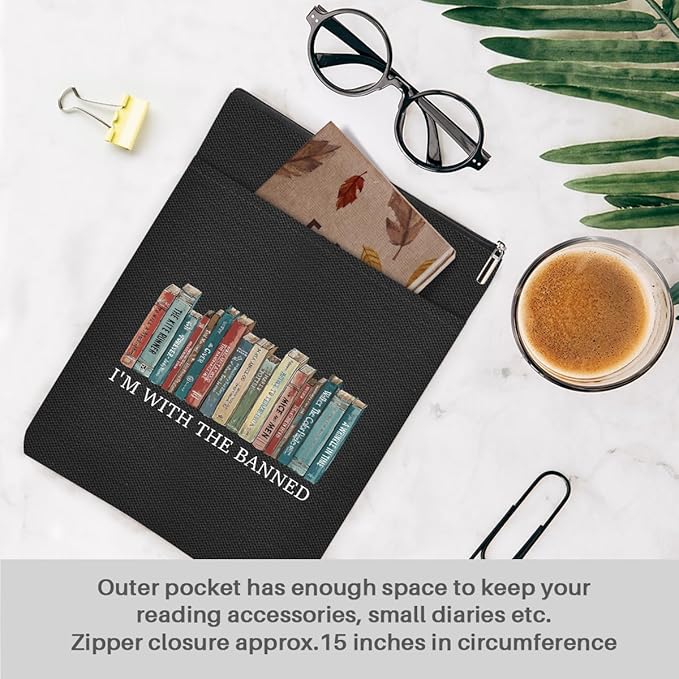 Book Themed Gifts Funny Waterproof Book Sleeve Book Pouch Book Themed Gifts for Women Best Friend Coworkers Book Covers for Paperbacks Book Accessories Book Protector with Zipper and Front Pocket