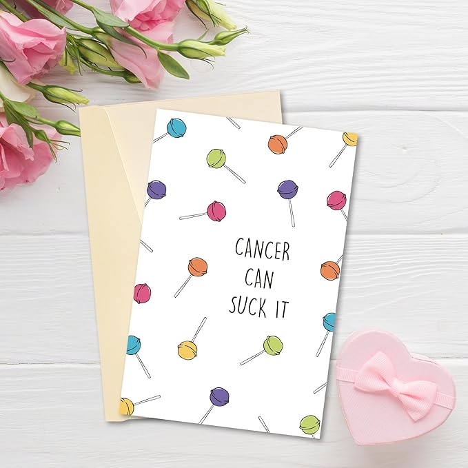 Cute Cancer Support Card, Funny Cancer Get Well Greeting Card, Cancer Fighter Encouragement Gift for Friend Her Bestie