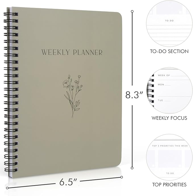 Beautiful Daily and Weekly Planner - To Do List Notebook to Easily Organize Your Agendas And Boost Productivity in School Or At Work - Stylish College or Office Supplies For Women