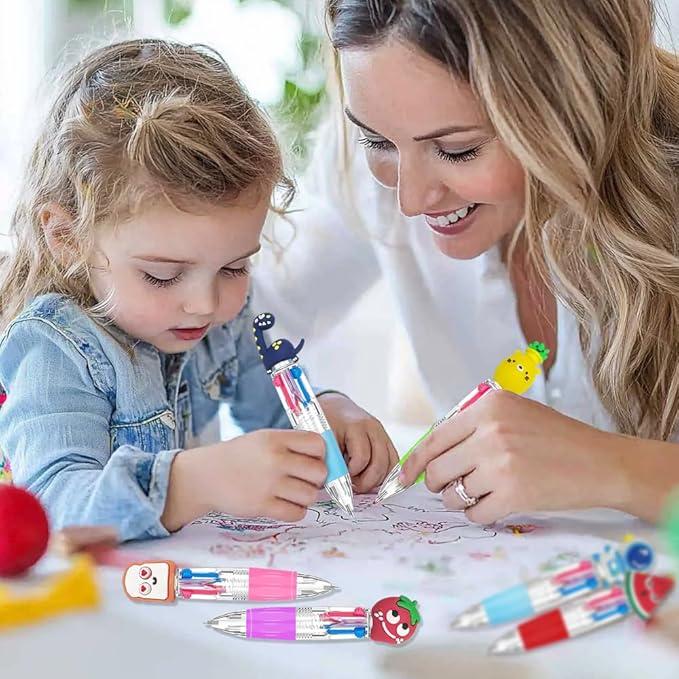 24Pcs Fun Pens Multicolor Pen in One, 4-in-1 Cute Pens Bulk Kawaii Pen Mini Ballpoint Pen for School, Office,Classroom, Teacher