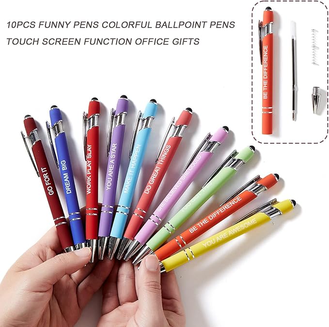 10PCS Funny Pens Colorful Ballpoint Pens with Bible Verse and Touch Screen Function Office Gifts(10PCS)
