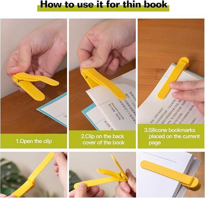 3pcs Page Bookmarks for Reading, Automatic Book Marks Tailored for Book Enthusiasts, Unique and Cute Book Page Holder Markers Clip Reading Accessories Gifts（Yellow Green Blue）