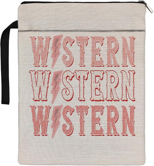 VNWEK Book Sleeve,Pink Western Book Sleeve Book Covers Book Protector Pouch with Zipper,Teen Girls Cowgirl Gifts,Gifts for Book Lovers Readers,Book Cover for Paperback 9.4x12.1 Inch