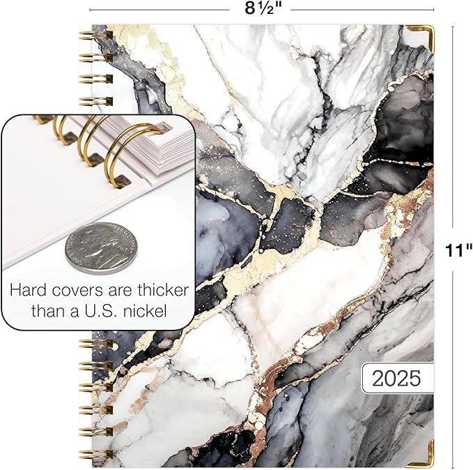 Hardcover CY 2025 Fashion Planner - 5.5"x8" (Pink Purple Marble) (Black Gold Marble, 8.5x11)
