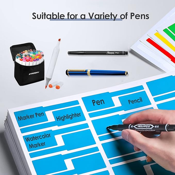 16 Sheet 480 Pcs Cable Labels Tags for Cable Management, Wmiwulien Colorful Waterproof Cord Labels Tags for Electronics, Self Adhesive Tear Resistant Wire Labels for Laser Printer and Handwriting