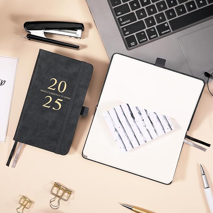 2025 Pocket Planner/Calendar - Pocket Planner 2025, JAN 2025 - DEC 2025, Pocket Calendar 2025 for Purse, 6.3'' × 3.8'', Elastic Bound, Bookmark, Inner Pocket, Agenda Planner with Pen Holder