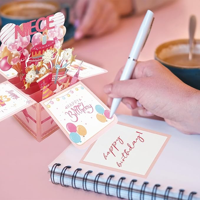 Asmallgf Happy Niece Birthday Gifts from Auntie Uncle, 3D Greeting Card for Baby Niece Adult Kid, Funny Niece Money Box for Girl Women