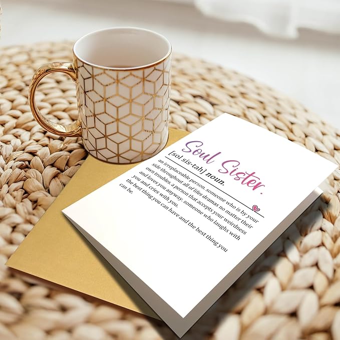 Chenive Soul Sister Definition Card, Funny Friendship & BFF Birthday Card for Women