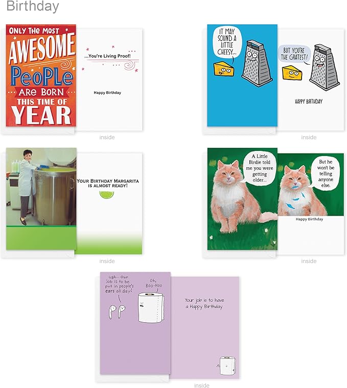 Recycled Paper Greetings 30-Count Funny All Occasion Card Assortment with Envelopes, Seals, and Storage Box by Hey Look!