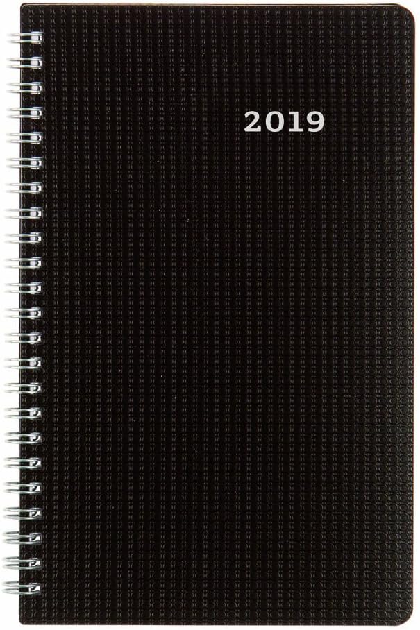 Brownline DuraFlex 2019 Weekly Appointment Book, Poly Cover, Twin-Wire, Black, 8 x 5 inches (CB75V.BLK-19)