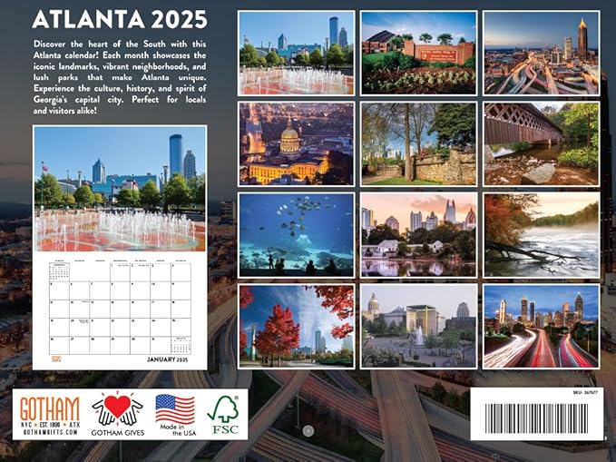 Atlanta Georgia Calendar 2025 Monthly Wall | American Made In The USA