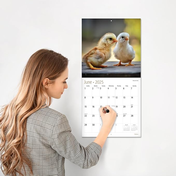 RED EMBER Chickens 2025 Wall Calendar 12 Month | 12" x 24" Open | Thick & Sturdy Paper | Giftable | Calendar 2025