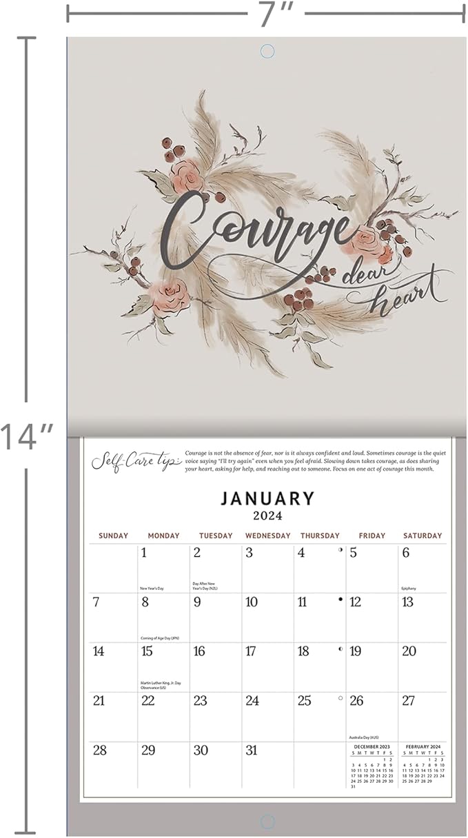 LANG Be Gentle With Yourself 2024 Mini Wall Calendar (24991079270)