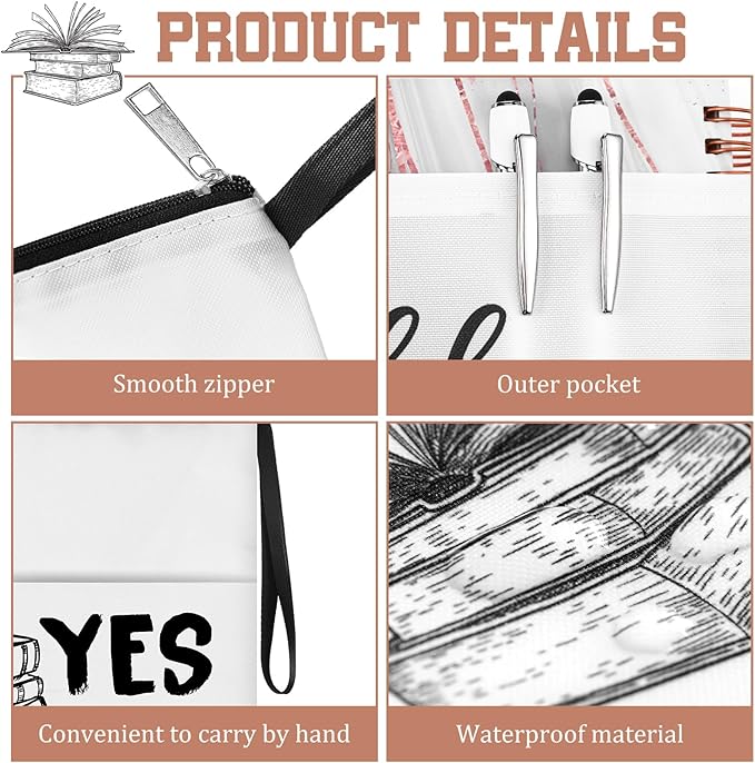 8 Pcs Christmas Book Club Gifts Book Lovers Sleeves Bulk with Zipper and Pocket Book Sleeve Pouch for Book Lovers Librarian Bookish Club Gifts, 11 x 8.7 Inch(Book)