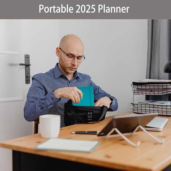 2025 Daily Planner/Appointment Book, One Page Per Day, Jan - Dec 2025, Annual Daily Monthly Agenda Planner with Hourly Schedule and Monthly Tabs, 5.7" x 8.3" Calendar Planner (5-Yellow)