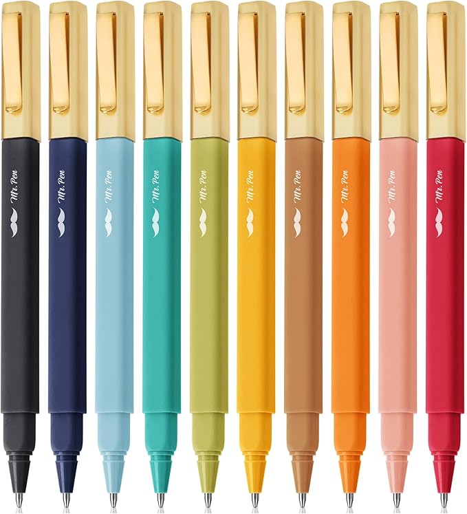 Mr. Pen- Aesthetic Pens, 10 Pack, Vintage Color Ink, Fast Dry, No Smear Bible Pens No Bleed Through, 0.7mm Fine Point Pen, Ballpoint Pens Ballpoint, Fine Tip Pens for Note Taking, Pens Aesthetic