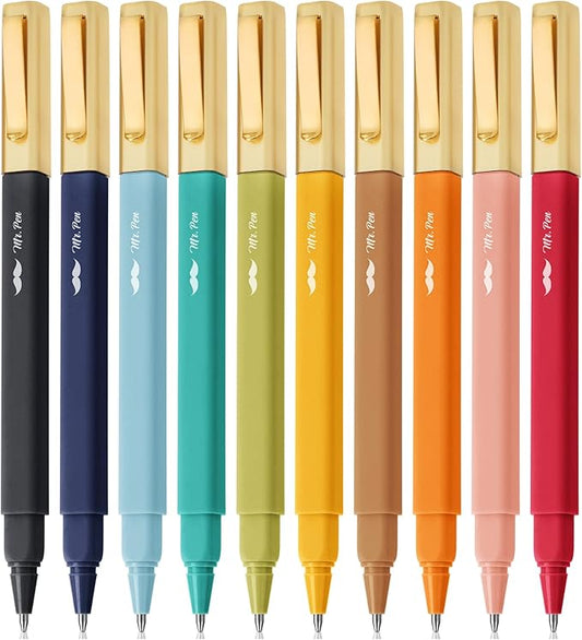 Mr. Pen- Aesthetic Pens, 10 Pack, Vintage Color Ink, Fast Dry, No Smear Bible Pens No Bleed Through, 0.7mm Fine Point Pen, Ballpoint Pens Ballpoint, Fine Tip Pens for Note Taking, Pens Aesthetic
