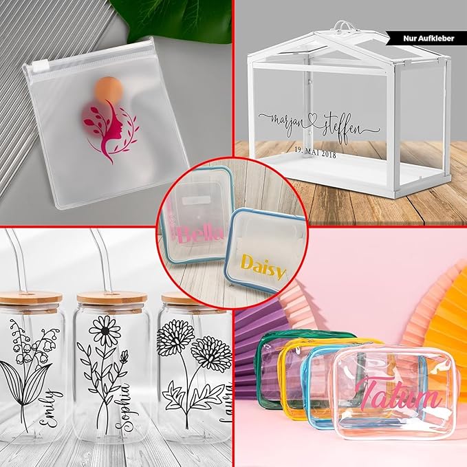 Stampcolour Printable Vinyl Sticker Paper,Transparent 30 Clear Self-Adhesive Sheets,No-Waterproof,Dries Quickly Vivid Colors Decal Paper,Tear Resistant-for Any Epson HP Canon Sawgrass Inkjet Printer