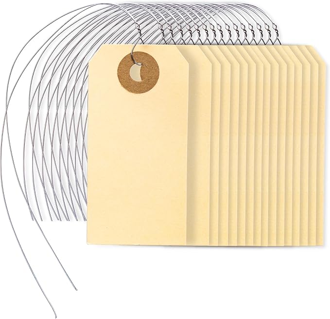 Perco Manila Shipping Tags with Metal Wire #1 2 3/4 x 1 3/8 (7x3.5 cm) Pack of 500