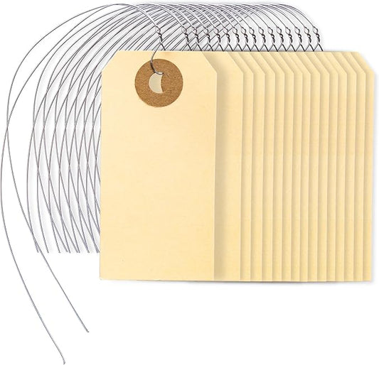Perco Manila Shipping Tags with Metal Wire #1 2 3/4 x 1 3/8 (7x3.5 cm) Pack of 500