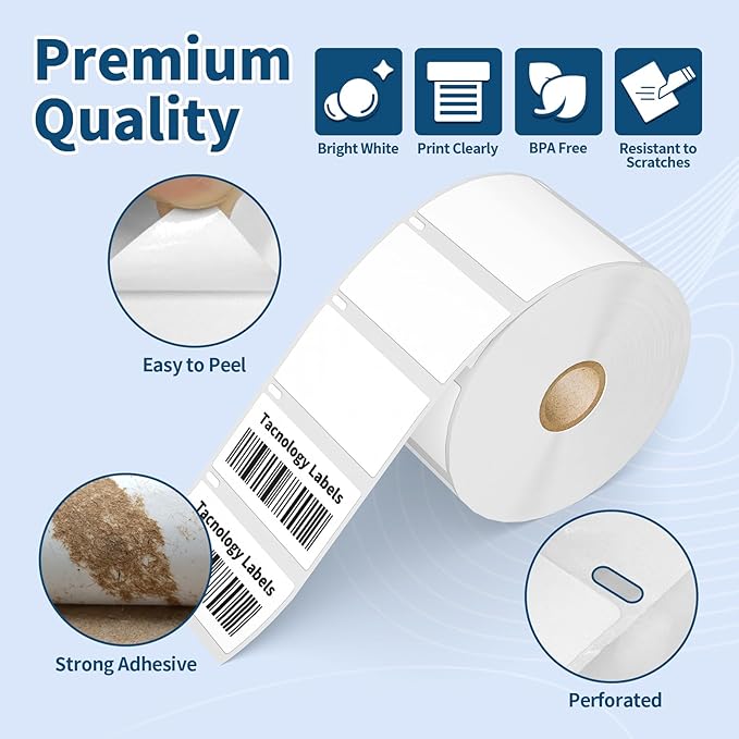 12 Rolls 12000 Labels 2-1/4" x 1-1/4" Direct Thermal Labels Compatible DYMO 30334 Barcodes Address Replacement - Tacnology Label Used with DYMO Labelwriter 450, 4XL, Rollo & Zebra Desktop Printers