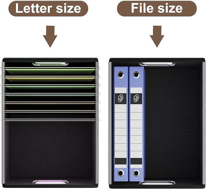 Huolewa Upgraded File Organizer Boxes with Lids, Collapsible Faux Leather Hanging File Folder Box Organizer with Plastic Slide, Decorative Home/Office Filing System Boxes for File and Folders Storage