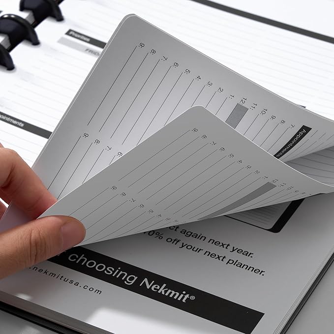 Nekmit Discbound Planner 2025, Work Breakdown Structure 12 Month Planner, 8.5"x11", Jan 2025 - Dec 2025 Daily, Weekly, Monthly Planner, Appointment Budget Book (Black)