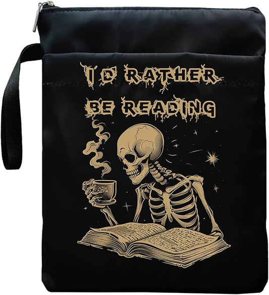 Book Sleeve, Book Sleeve with Zipper, Book Sleeve for Book Lovers, The Reader Tarot Card Book Sleeves, Book Pouch Kindle Protector, Gifts for Women Teacher Librarian Bookworm Bookish (Black-E, Large)