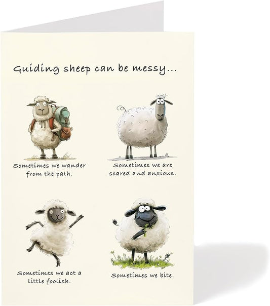M Market On Mainstreet Pastor Cards, 5x7 inches, Single Card with Envelope, Made in USA (Sheep Appreciation)