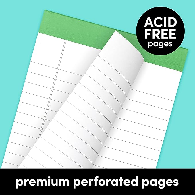 PAPERAGE Lined Legal Pads, (Rainbow), 12 Pack Note Pads, 50 Sheets Each, Wide/Legal Ruled, Note Pads, Paper, 5 inches x 8 inches