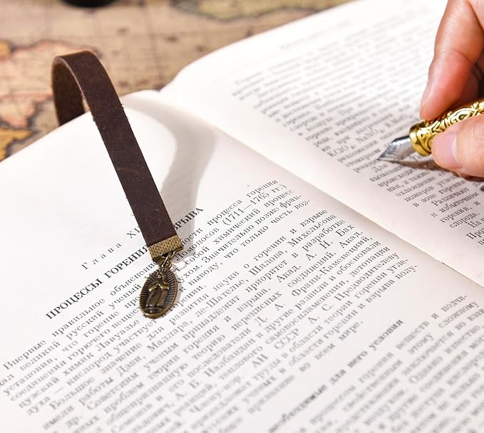 Bookmarks, Handmade Retro Cross Virgin Mary Bookmark with Long Leather Straps, Christian Saint Book Mark, Ideal Catholic Gift (Style 8)