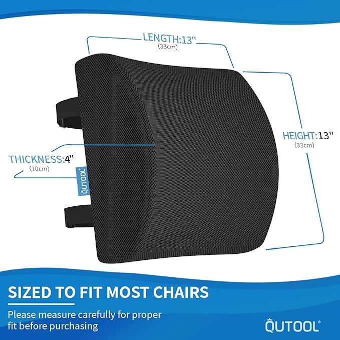 Lumbar Support Pillow for Office Chair, Memory Foam Office Chair Back Support,Lower Back Pillow for Car Seat, Back Pain Relief, Back Pillow for Chair with Adjustable Strap and Mesh Washable Cover
