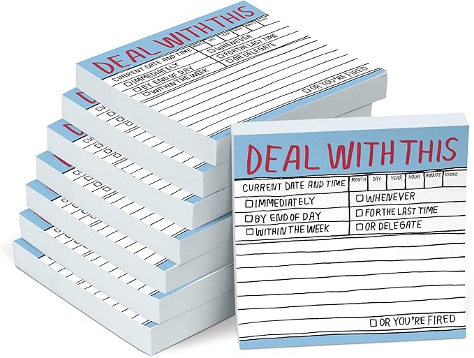 8-Pack Knock Knock Deal with This Hand-Lettered Sticky Notes, to Do Pads, 3 x 3-inches, 100 Sheets Each
