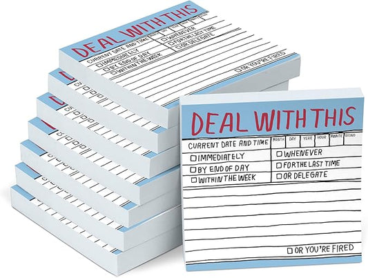 8-Pack Knock Knock Deal with This Hand-Lettered Sticky Notes, to Do Pads, 3 x 3-inches, 100 Sheets Each
