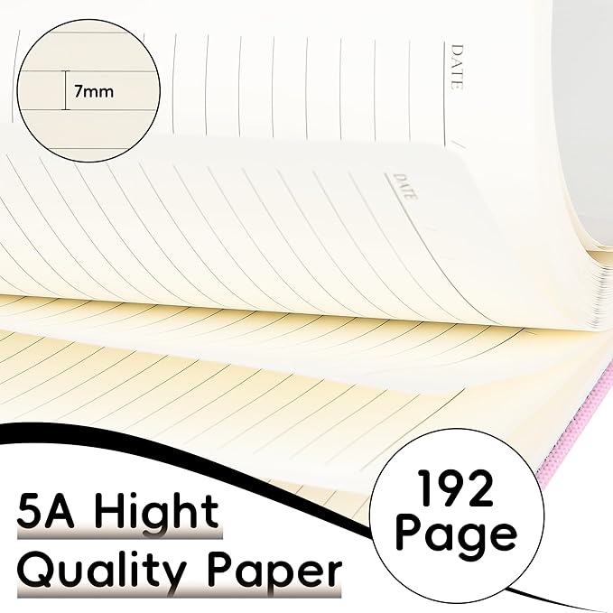 Lined Journal Notebook for Women Men, 192 Pages 100 GSM Thick Paper, Hardcover | Embossed Leather Journals for Writing, A5 College Ruled | Business, Work & School, 5.8"×8.5"(Purple)