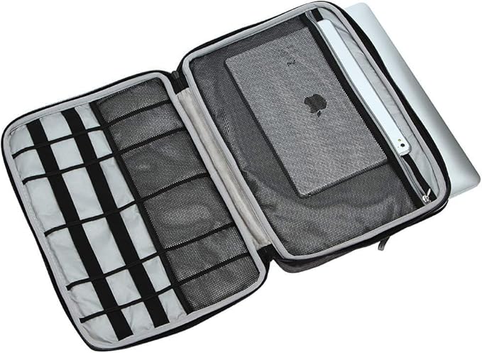 iCozzier 13-13.3 Inch Handle Laptop Briefcase Shoulder Bag Electronic Accessories Organizer Messenger Carrying Case with Shoulder&Luggage Strap - Grey