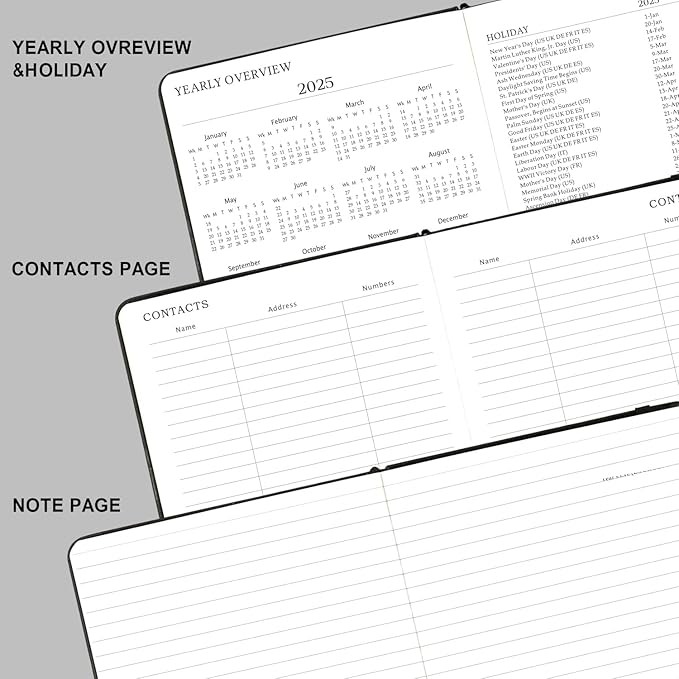 2025 Planner - Weekly & Monthly Planner 2025, Jan. 2025 - Dec. 2025, 5.12"x 8.25", Faux Leather Cover, Pen Loop, Elastic Band, Inner Pocket, Bookmarks, Note Pages, Perfect Organizer