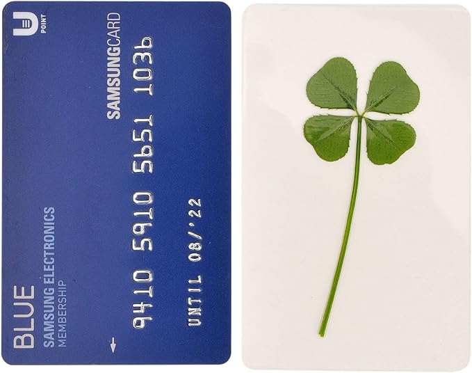 ARTMART Genuine Real Four-Leaf Green Clover St. Saint Patric's Day Bookmarks Irish Shamrock Good Luck Charm for Smartphone Wallet Case Amulet Purse Coating Gift Thanks Card L