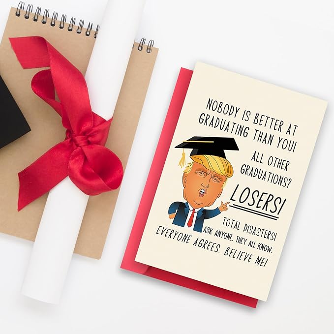 Humorous Trump Graduation Gifts for Him Her, Funny Graduation Card for Friends Women Men, Best Graduation Gift Card
