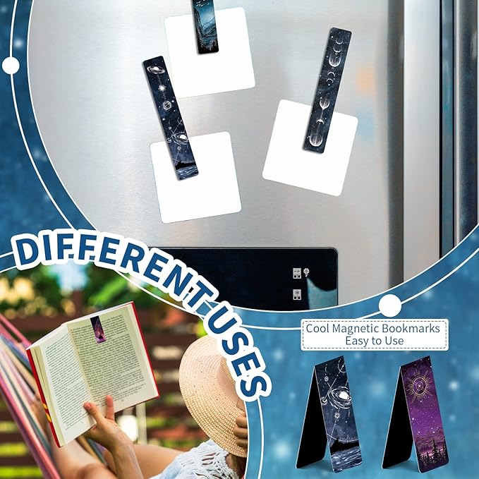 24 PCS Cool Magnetic Bookmarks, Space Starry Night Bookmarks for Book Lovers, Bulk Bookmarks for Men, Unique Book Mark for Boys, Girls, Students, Classroom Gifts, School Prize, Reading Present