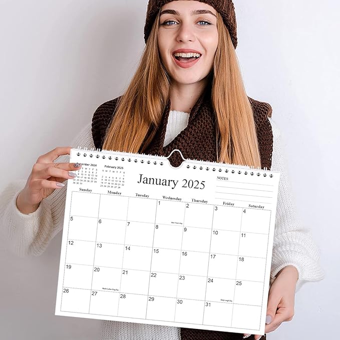 Calendar 2025-18 Months Calendar from January 2025 to June 2026, Wall Calendar 2025-2026 with Thick Paper, 8.5" x 11", Black