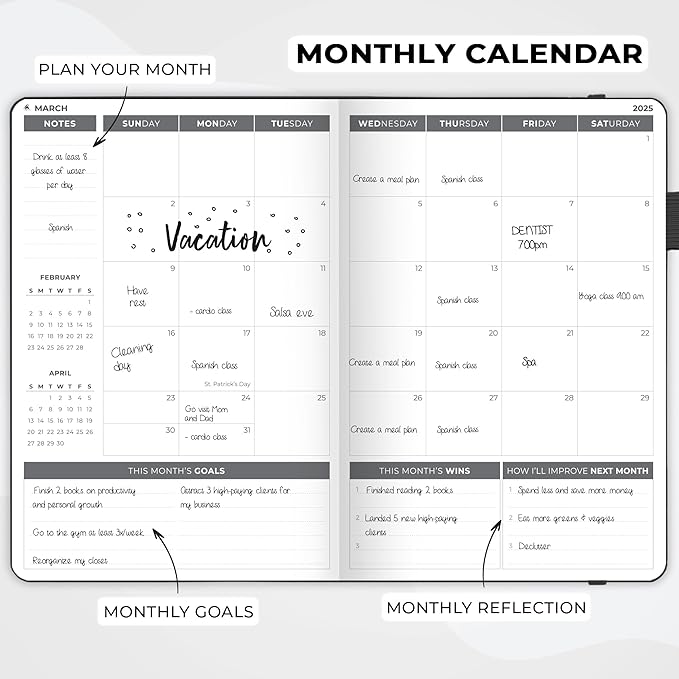 Clever Fox Dated Planner 2025-2026 – Weekly Life Planner Notebook for Goal Setting & Time Management – Planner with Habits Tracker, to-do List & Dated Pages – A5, Lasts 1 Year (Black)