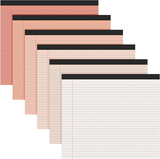 Lincia 6 Pcs 11" x 9.5" Legal Pads College Ruled Notepad Landscape Notebook Horizontal Lined Notebook 80 Gsm Assorted Colors Paper Pastel Writing Pads for School Office, 40 Sheet (Gradient Orange)