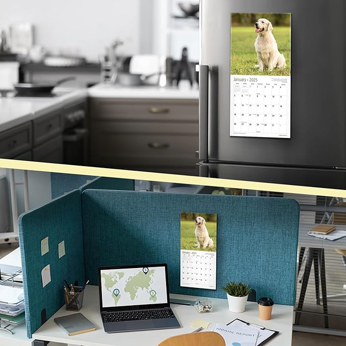 RED EMBER Golden Retrievers Mini 2025 Wall Calendar 12 Month | 7" x 14" Open | Thick & Sturdy Paper | Giftable | Calendar 2025